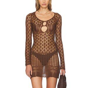 Sndys Long Sleeve Crochet Mini Dress